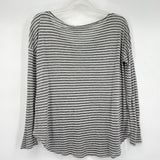women BP. Striped Long Sleeve Tee Gray and White Knit Top M