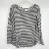 women BP. Striped Long Sleeve Tee Gray and White Knit Top M