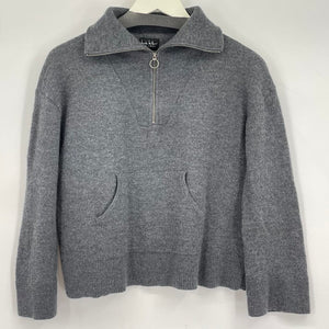 women Nicole Miller Merino Wool Quarter Zip Gray Sweater S