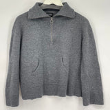 women Nicole Miller Merino Wool Quarter Zip Gray Sweater S