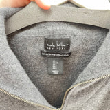 women Nicole Miller Merino Wool Quarter Zip Gray Sweater S
