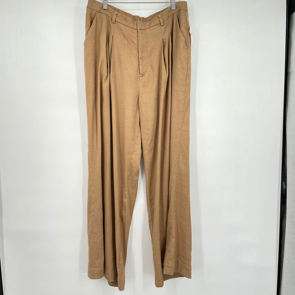 women Maeve - Anthro NWT Pleated Wide Leg Trousers Khaki Pants L