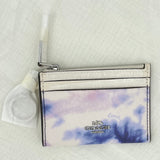 women Coach NWT Skinny ID Case Tie Dye Print White/Purple/Pink Purse