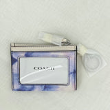 women Coach NWT Skinny ID Case Tie Dye Print White/Purple/Pink Purse
