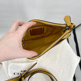 women Coach Pebble Leather Chaise Crossbody Mustard Yellow/Flax Purse