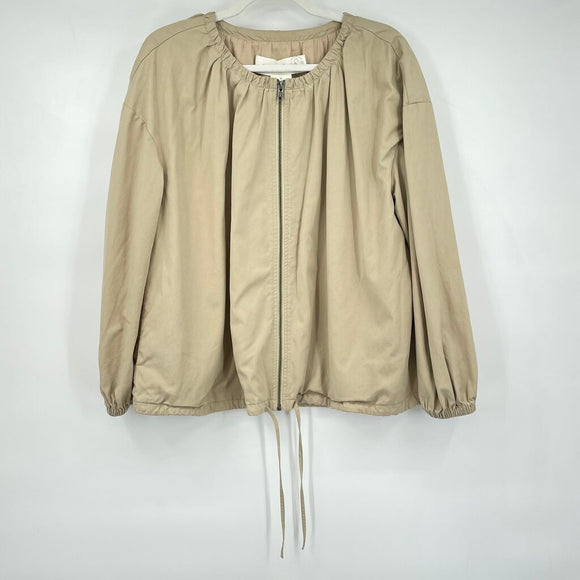 women Treasure & Bond Tencel/Cotton Zip Front Khaki Jacket M