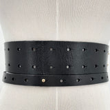 women Anthropologie Double Strap Leather Black Belt M