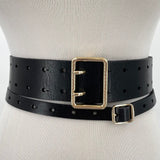 women Anthropologie Double Strap Leather Black Belt M