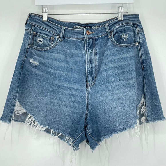 women Highest Rise Mom Blue Shorts 16