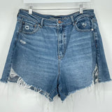 women Highest Rise Mom Blue Shorts 16