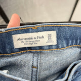 women Abercrombie & Fitch 70s Vintage High Rise Flare Blue Jeans 33/16L