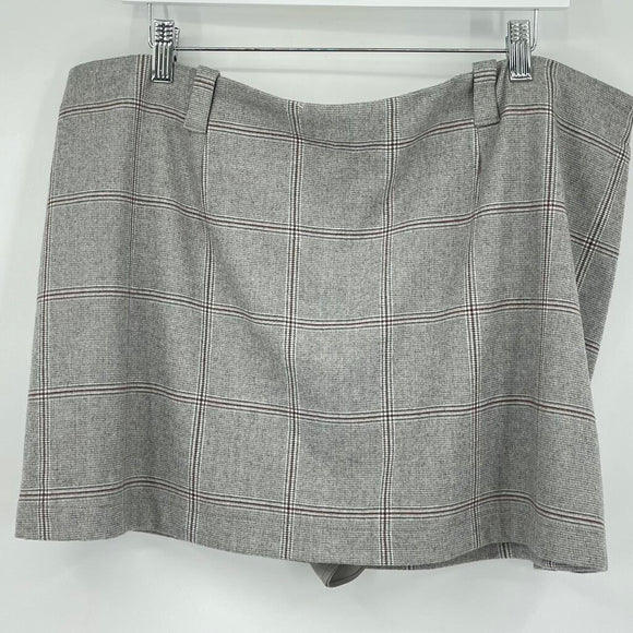 women Abercrombie & Fitch Glen Plaid Mini Gray Skirt XL