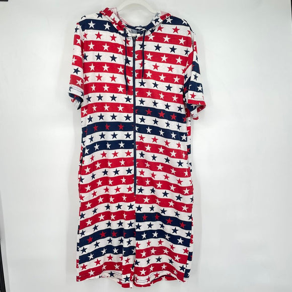 unisex Freedom 76 Stars and Stripes Knit Romper Red White & Blue Jumpsuit/Romper M