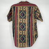 men Ralph Lauren Vintage Native Amer. Print Button Front Tan Multi Top M