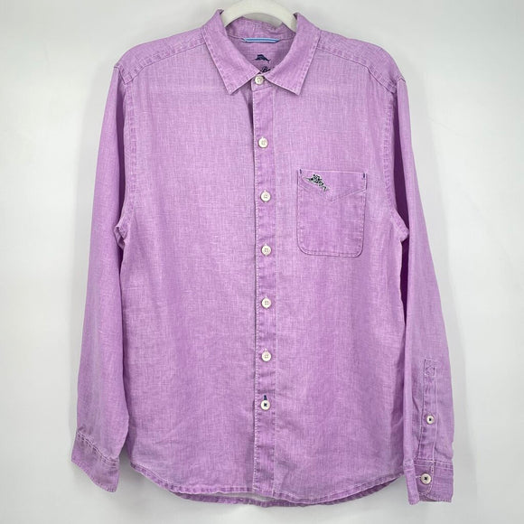 men Tommy Bahama Linen Button Front Lilac Purple Top S