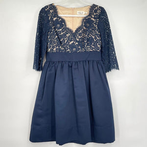 women Eliza J Lace Bodice Cocktail Navy Blue Dress 12