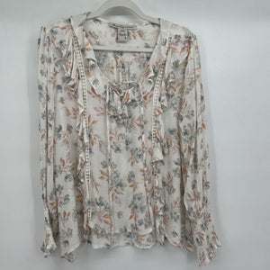 American Rag American Rag Women's Floral Long Sleeve Top white with floral pattern Top Small