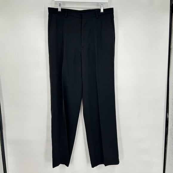 women Axcess Flat Front Straight Leg Dress Pants Black Pants 34/32