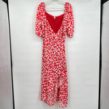 women Leith - Anthro Floral Print Wrap Red and White Dress 1X
