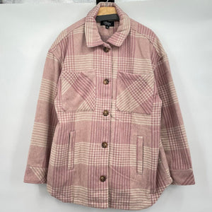 women Coffee Shop Plaid Pink and Cream Jacket XL