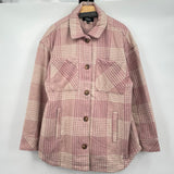 women Coffee Shop Plaid Pink and Cream Jacket XL