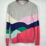 women Boden Color Block Kesteven Cashmere Gray Pink Green Blue Sweater M