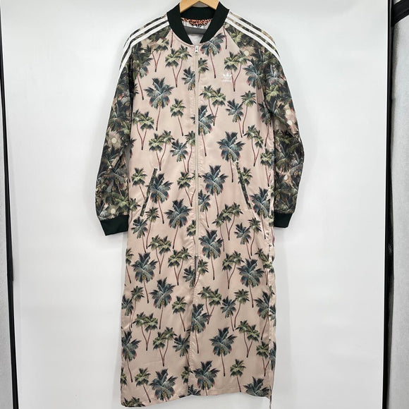 women Adidas X Farm Rio Satin Maxi Palm Kimono Tan Jacket M