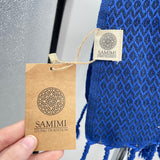 NWT Samimi Samos Turkish Cotton Scarf Hammam Towel Blue/Navy Blue Home Linens