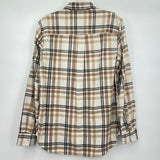 men REI NWOT Plaid 100% Cotton Flannel Cream Brown Gray Top S