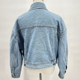 women Karen Kane Vintage 80s Denim Jean Jacket Made in USA Blue Jacket L