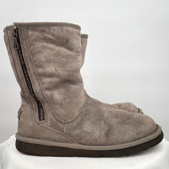 women Ugg Mayfaire Sherpa Side Zip Boots Gray Shoes 9