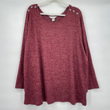 women CJ Banks NWT Ribbed Long Sleeve Wine Knit Top 3X