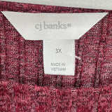 women CJ Banks NWT Ribbed Long Sleeve Wine Knit Top 3X