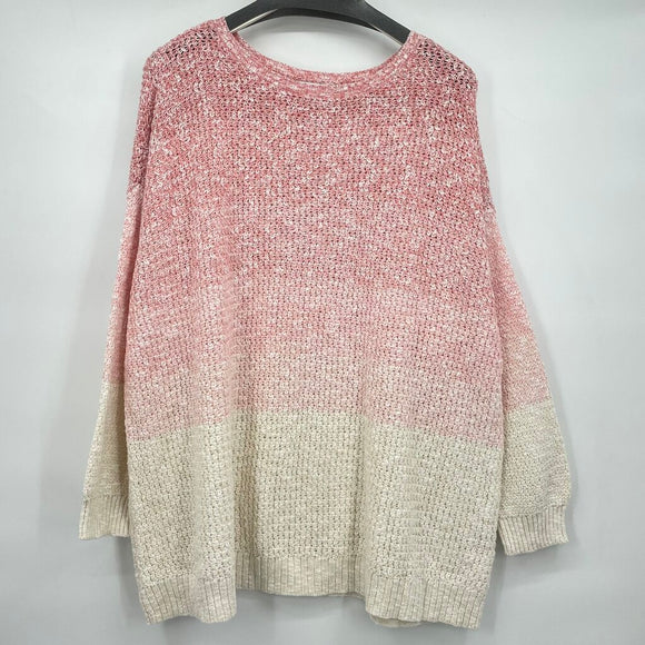 women CJ Banks NWT Ombre Cotton Pullover Pink and Cream Sweater 3X