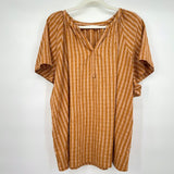 women Sonoma Striped Cotton/Rayon Burnt Orange Top 2X