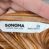women Sonoma Striped Cotton/Rayon Burnt Orange Top 2X