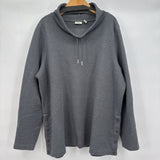 women LL Bean Diamond Knit Cowl Neck Gray Jacket 2X