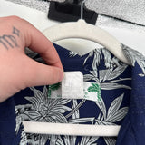 men Two Palms Hawaiian Pineapple Print Navy Blue Top L
