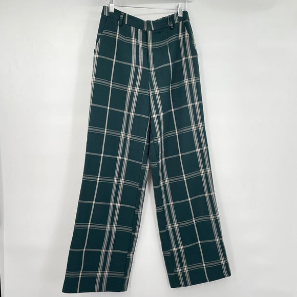 women Forever 21 Plaid Trousers Hunter Green Pants M