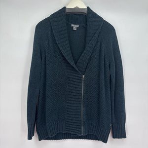 women Eddie Bauer Zip Up Cardigan Blue Sweater L