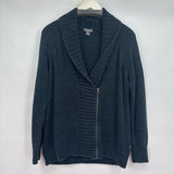 women Eddie Bauer Zip Up Cardigan Blue Sweater L