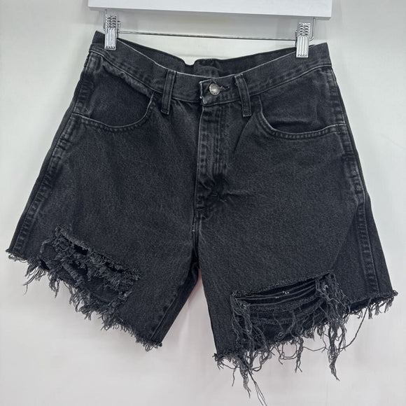 women Rustler High Waisted Distressed Black Shorts 31/12