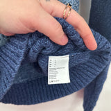 women American Eagle Patchwork Knit Blue Sweater L