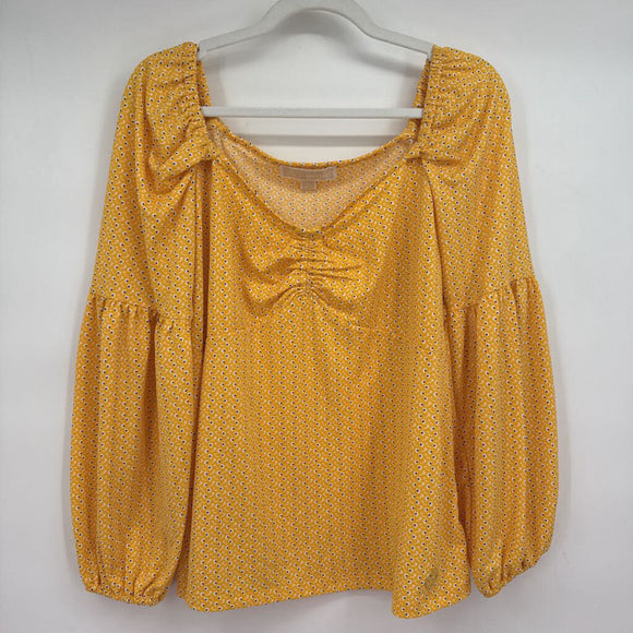 women Michael Kors Patterned Long Sleeved Yellow Top XL