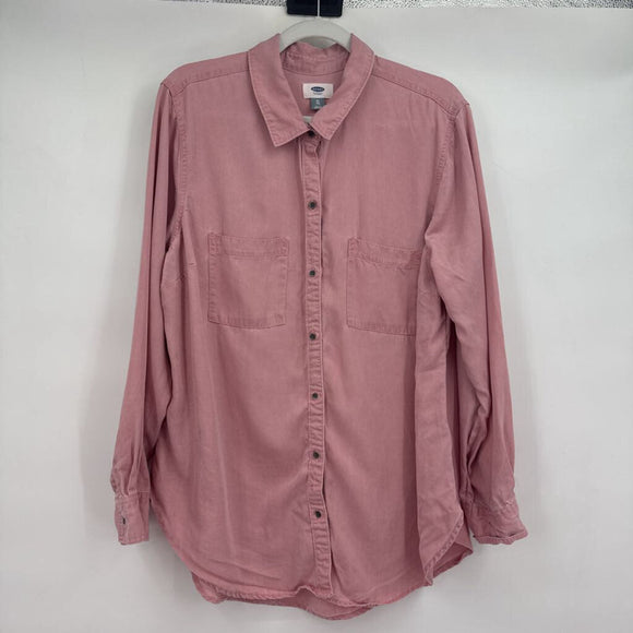 women Old Navy Long Sleeved Button Down Rose Top XLT