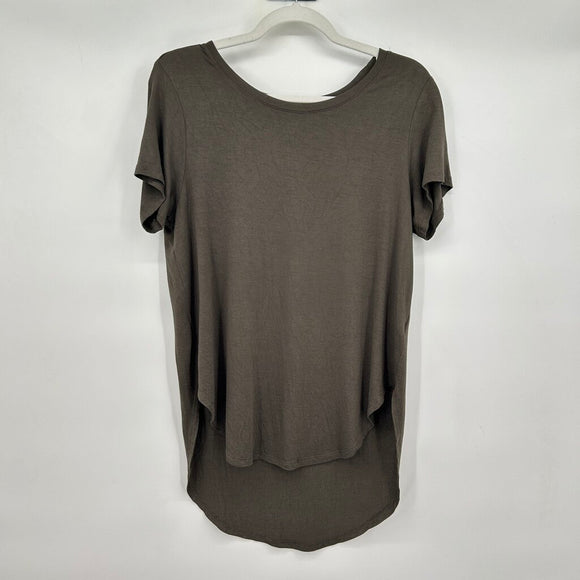 women Halogen High Low Tee Olive Knit Top M