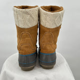 women Khombu Leather and Cable Knit Winter Boots Brown/Gray/Cream Shoes 9