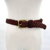 women Braided Leather Brown Belt M/L
