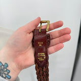 women Braided Leather Brown Belt M/L