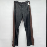 women Color Block Leather Black & Brown Pants 10
